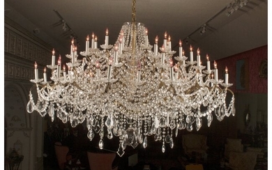 A Large Gilt Bronze and Crystal Chandelier 64 in