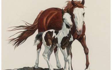 Bev Doolittle (b. 1947), Pinto Mare and Fowl
