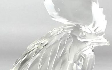 7" Lalique Crystal Mascot Rooster Tete de Coq Head Figurine