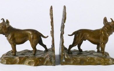 A pair of Vienna bronze French Bulldog bookends