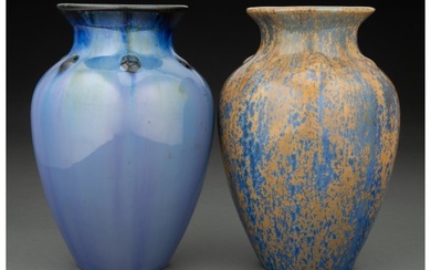 79344: Two Fulper Pottery Glazed Ceramic Vases, circa 1