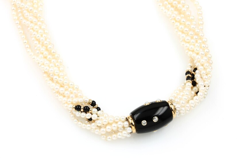 8-row necklace made of cultured akoya pearls...