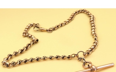 9 Carat Yellow Gold Albert Watch Chain or Bracelet with T-Ba...