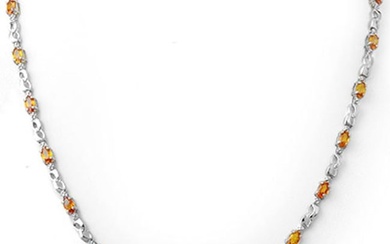9.02 ctw Orange Sapphire & Diamond Necklace 10k White Gold