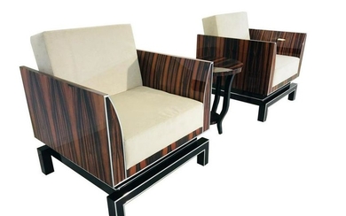 Pair of Design Armchairs in Art Deco Style – Macassar &