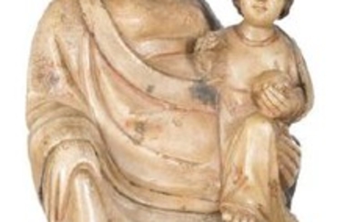 Madonna and Child Sculpted alabaster figure with