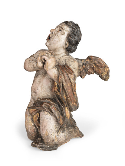 A 17th century limewood and polychrome-decorated cherub, South German/North Italian