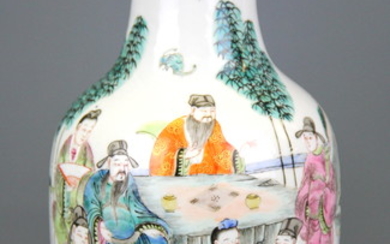 A 19th / early 20th century Chinese porcelain vase hand painted with scenes of scholars, H. 25cm.
