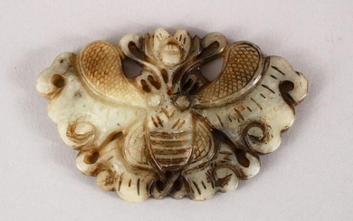 A 20TH CENTURY CHINESE CARVED SOAPSTONE PENDANT OF A