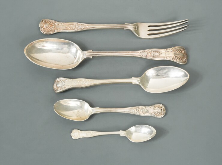 A 24 piece harlequin set of Victorian silver flatware with 11 additions