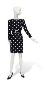 A BLACK AND WHITE POLKADOT SILK CREPE COCKTAIL DRESS, GIVENCHY COUTURE, 1980S
