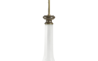 A BOHEMIAN WHITE GLASS TABLE LAMP LATE 19TH...
