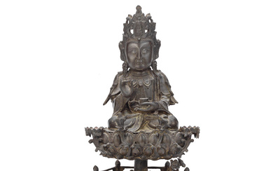 A BRONZE FIGURE OF SEATED GUANYIN Ming Dynasty