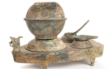 A BRONZE 'TURTLE' BRONZE MODEL OF A STOVE China, Han...