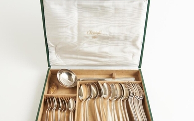 A CASED CHRISTOFLE 'ATLAS' PATTERN FLATWARE SET, 36 PIECES (NO KNIVES), LEONARD JOEL LOCAL DELIVERY SIZE: SMALL