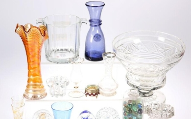 A COLLECTION OF GLASS, including larger cut-glass