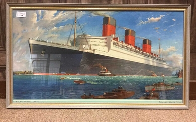 A CUNARD POSTER DEPICTING THE RMS QUEEN MARY