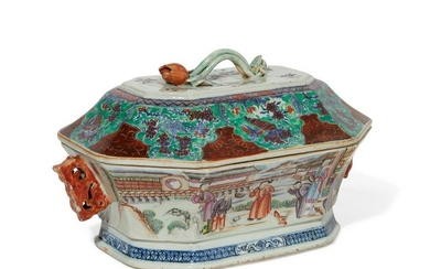 A Chinese Export Famille Rose clobbered tureen