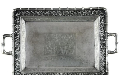A Chinese Export silver tray