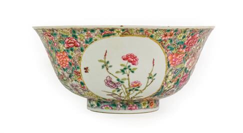 A Chinese Porcelain Bowl, Yongzheng reign mark and possibly of the period, painted in famille...