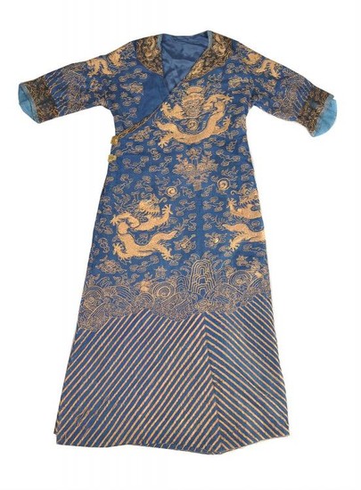 A Chinese blue gauze dragon robe