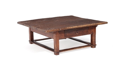 A Chinese late 19th century dark polished Yomu elmwood coffee table. H. 44. L. 130. W. 116 cm.