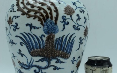 A Chinese porcelain Meiping vase decorated with a Dragon 29 cm.