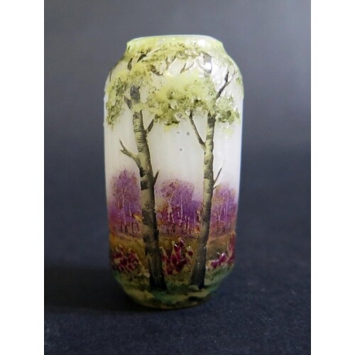 A Daum Nancy Miniature Cameo Glass Vase decorated with fores...