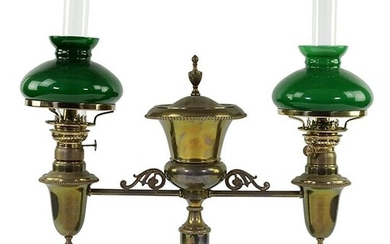 A Double Student Oil Lamp.