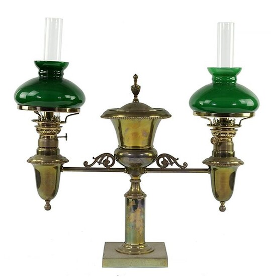 A Double Student Oil Lamp.