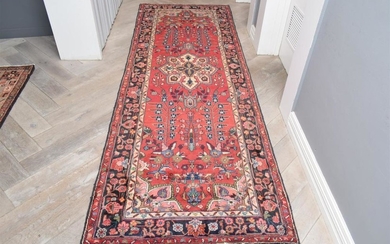 A FINE HAND KNOTTED PERSIAN MEHRABAN HALL RUNNER, 100% SOLID AND HARD WEARING WOOL PILE IN MAGNIFICENT CONDITION, VILLAGE WEAVE AND...