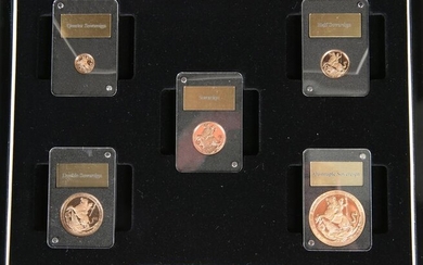 A FIVE COIN GOLD PROOF SOVEREIGN SET, "AN ICONIC DESIGN