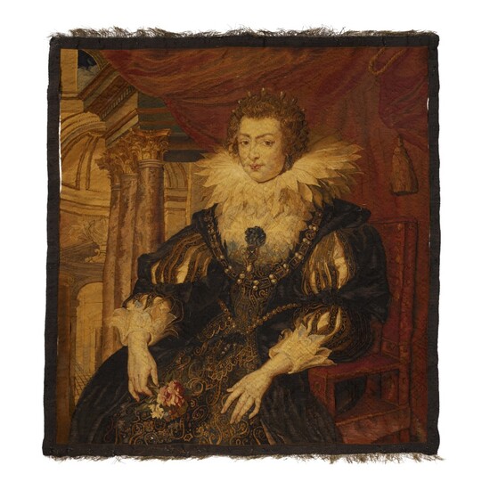A Flemish Tapestry Portrait of Anne of Austria, After Peter Paul Rubens Late 17th/ 18th century
