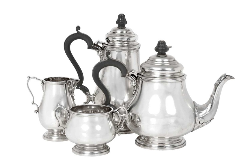 A Four-Piece Elizabeth II Silver Tea and Coffee-Service by Cooper Brothers and Sons Ltd., Sheffield, 1964