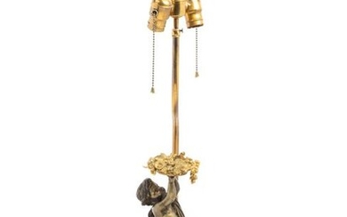 A French Bronze Figural Group Mounted as a Lamp