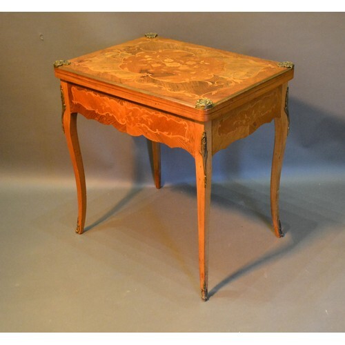 A French Marquetry Inlaid and Gilt Metal Mounted Card Table,...