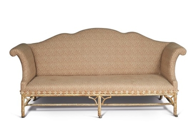 A GEORGE III PAINTED FAUX-BAMBOO SETTEE, CIRCA 1770
