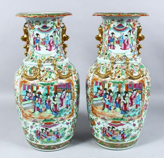 A GOOD PAIR OF 19TH CENTURY CHINESE CANTON FAMILLE ROSE