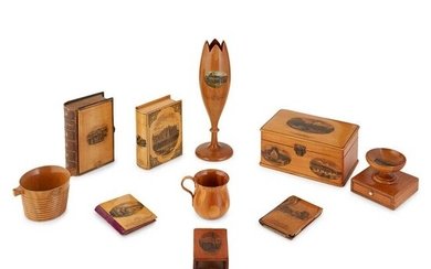 A GROUP OF MAUCHLINE WARE LATE 19TH CENTURY comprising