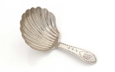 A George III Irish silver caddy spoon.
