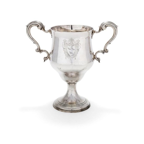 A George III Irish silver large twin handled ogee cup by Joseph Jackson