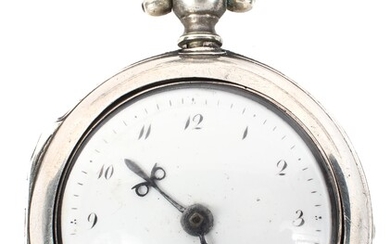A George III silver cased pair case pocket watch