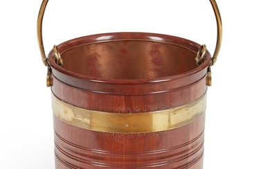 A George III style brass bound mahogany pail