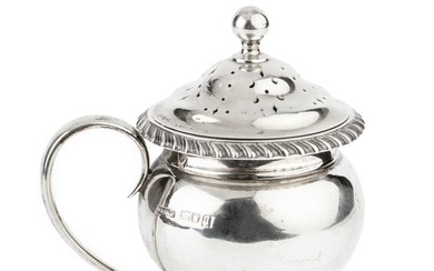 A George V silver sugar sifter, with gadrooned border, rounded...