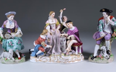A German Porcelain Figural Group of Four Figures, 20th...