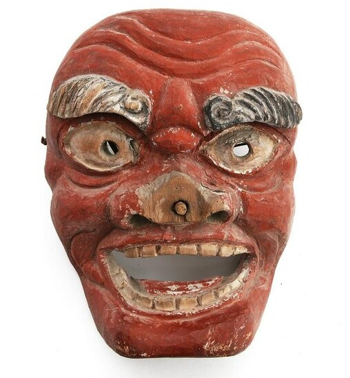 A Japanese noh mask of an Oni or Tengu