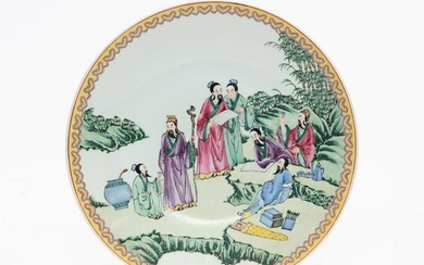 A Japanese polychrome enamel porcelain dish