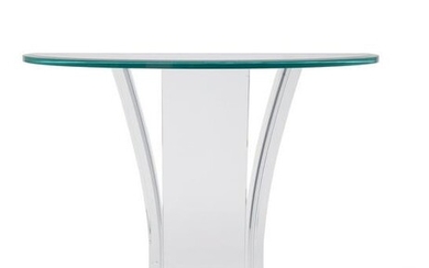 A Jeffrey Bigelow glass and Lucite console table