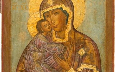 A LARGE ICON SHOWING THE FEODOROVSKAYA MOTHER OF GOD
