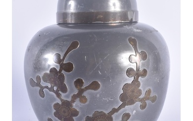 A LATE 19TH CENTURY CHINESE PEWTER TEA CADDY AND COVER decor...